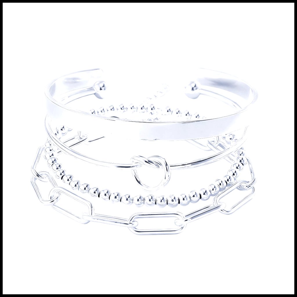 Gold Plated Cuff Bracelets Stack Set Trendy Elegant Layered Jewelry Women